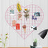 Grid Photo Wall Panels, 22.4"x20.4" Heart Shape Iron Rack Art Wire Board, DIY Photo Frame for Home and Office, Pink