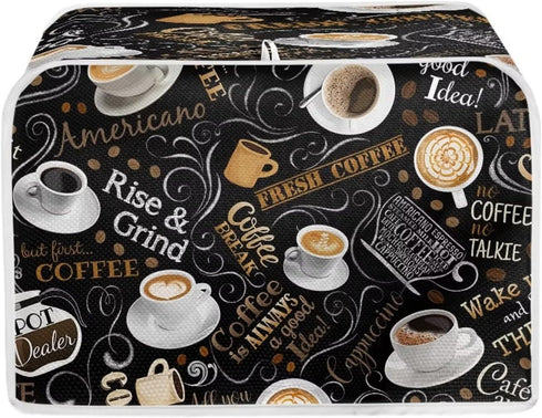 Mumeson Coffee Print Toaster Covers, Kitchen Accessories Decor for 4 Slice Toaster, Dust Proof Fingerprint Covers