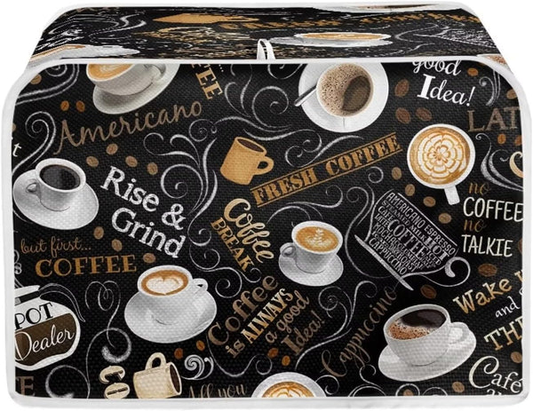 Coffee Print Toaster Covers, Kitchen Accessories Decor for 2 Slice Bread Maker Oven Protection