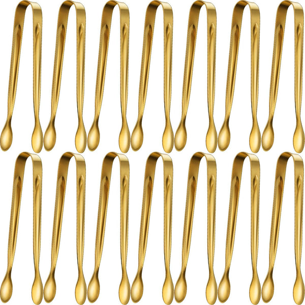 Gejoy Mini Tongs - 12 Pieces Stainless Steel Small Serving Tongs for Sugar Charcuterie Board Appetizers