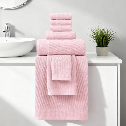 8-Piece Set, 2 2 4 100% REDKISS Luxury Pink Towel Bath Towels, Hand Towels, Washcloths, Cotton, Quick Dry, Highly