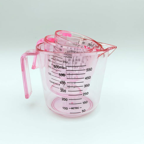 Plastic Measuring Cup Set, 3-piece Kitchen Cooking and Baking Liquid Measuring Cups with Handle and Triangle Mouth,