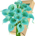 FiveSeasonStuff Real Touch Calla Lily Artificial Flowers Wedding Bridal Bouquet, 15 Calla Lilies (Marine Blue)