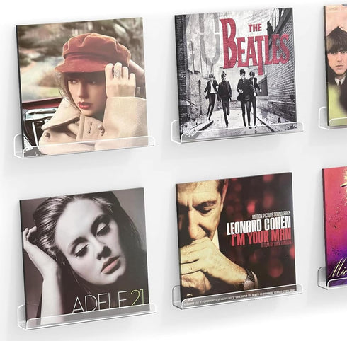 Meaocer Vinyl Record Shelf Wall Mount, 6 Pack 12 inch Clear Acrylic Album