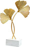inheming Metal Ginkgo Leaf Ornaments, Gold Ginkgo Leaf Desktop Decoration Sculpture, Modern Creative