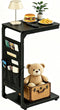 Vovonusy Wood Pedestal Small TV Trays for Eating, C Shaped End Table Storage