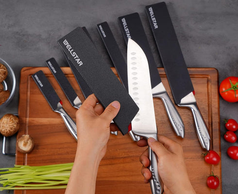 WELLSTAR Knife Edge Guards Set, 8 Piece Universal Blade Covers, BPA Free ABS Protective Sheaths for Kitchen Knives