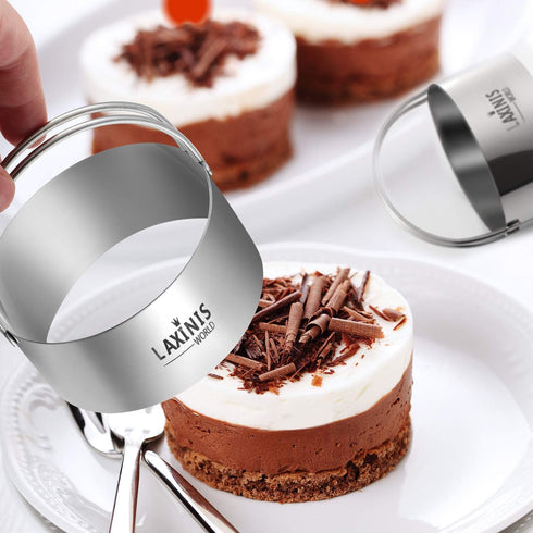 5 Pieces Biscuit Cutter Set, Round Cookies Cutters with Handle, 18/8 Stainless Steel Pastry and Dough Cutters