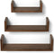 SRIWATANA Set of 3 Wall Mounted Floating Shelves, Solid Wood, Dark Brown