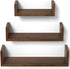 SRIWATANA Set of 3 Wall Mounted Floating Shelves, Solid Wood, Dark Brown