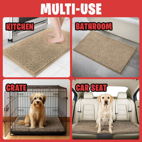 19" 30" MudGuard Mat Dog Door Mat for Muddy Paws, Super Absorbent Microfiber, Non-Slip Indoor Mat, Quick Dry Chenille