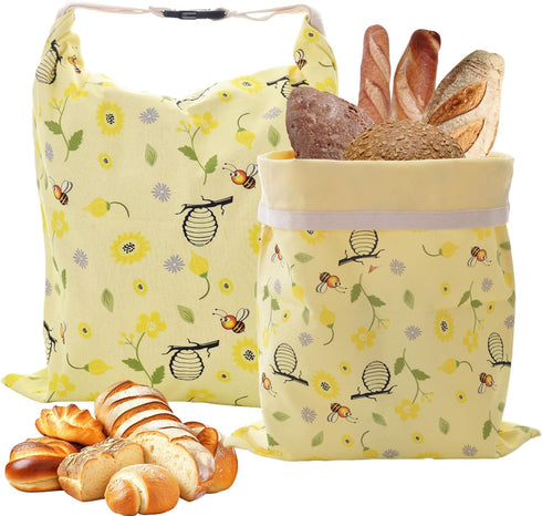 Cnkaite 2 Pack Reusable Beeswax Bread Bags for Homemade Sourdough Bread, 17"13" XL