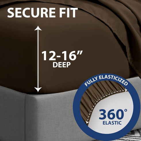 Home Collection Micro Caress Luxurious Sheet Set - 90GSM 4-Piece Queen Size - Brown Color