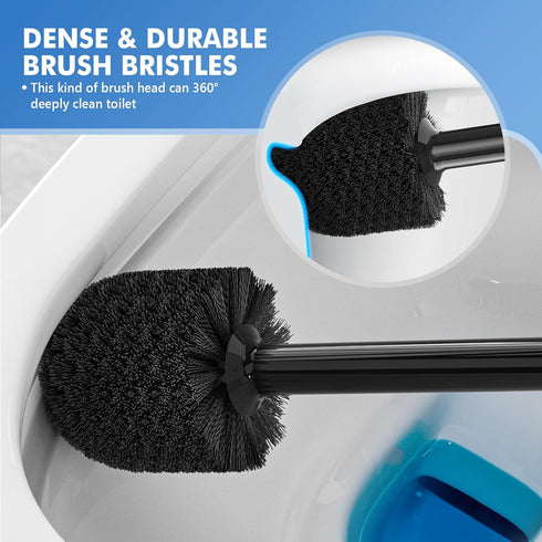 Toilet Plunger and Brush Set | Heavy Duty Toilet Plunger with Ventilated Holder, 2-in-1 Toilet Brush and Plunger Combo