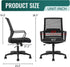 FDW Ergonomic Office Chair, Mid-Back Mesh Computer Chair with Lumbar Support, Adjustable Rolling Swivel