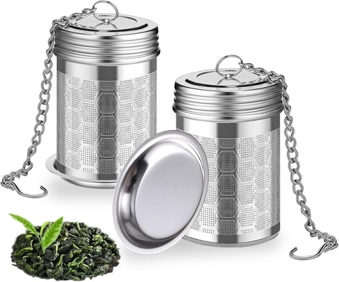 2 Pack Tea Infuser for Loose Tea, Extra Fine Mesh Strainers with Drip Trays, 304 Stainless Steel Tea Diffuser