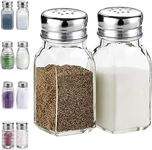 Salt and Pepper Shakers Set,DWTS DANWEITESI Salt Shaker with Stainless Lid-Glass Spice