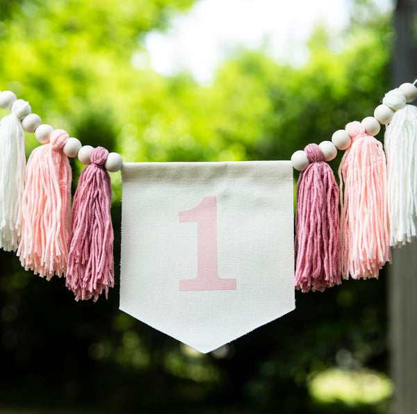 Troxueo Pink 1st Birthday high Chair Banner - First Party Decorations for Girl's