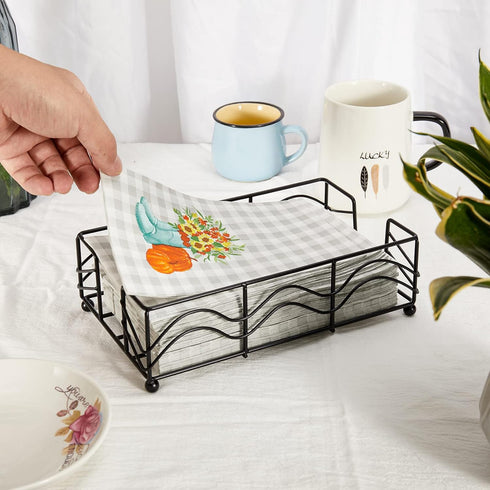 Ebristar Guest Towel Napkin Holder, Elegant Disposable Paper Hand Towel Holder, Modern Black Napkin Holder Storage