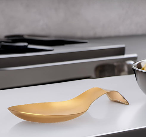 Elegant Spoon Rest Holder for Stove Top - Cooking and Kitchen Utensil Holder - Retro Gold Culinary rest