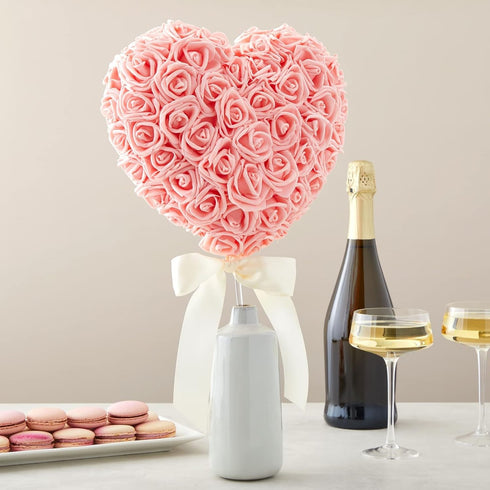 Juvale Artificial Roses for Wedding Decor - 3-Inch Pink, 100 Pack Realistic Flowers for Centerpieces