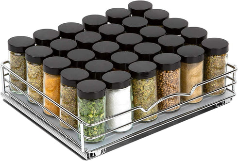Pull Out Cabinet Organizer for Spices and Cans - Heavy Duty Spice Rack with Lifetime Warranty, 12-3/8"Wx 10-1/2"D
