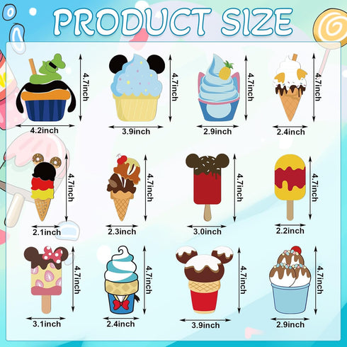 12PCS Summer Mouse Cruise Door Magnets Stickers Fridge Refrigerator,Cute Ice Cream Magnet Car Door Fridge Magnet Sticker Whiteboards for Holiday Kitchen Locker Favors