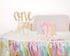 1st Set PapaKit Girls Birthday High Chair Premium Decoration - Pastel Rainbow Ribbon Garland, Crown, One Banner & Cake