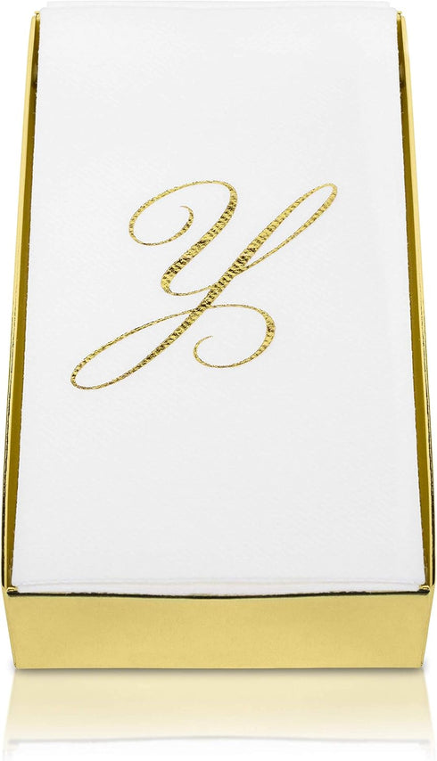 15.5 12 50 Count AH AMERICAN HOMESTEAD Disposable Napkins - Silver Monogram Guest Towel Napkins, Quilted Cloth-Like