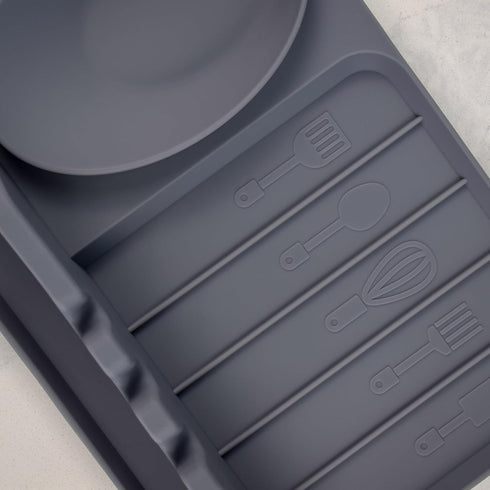 Silicone Utensil Rest with Large Spoon Rest & Drip Pad, Heat-Resistant Holder for Kitchen Counter