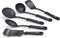 Blue Diamond 5 Piece Nylon Utensil Set, Black - Dishwasher Safe Solid Spoons, Handy Ladle, Slotted Turner & Spatula