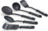 Blue Diamond 5 Piece Nylon Utensil Set, Black - Dishwasher Safe Solid Spoons, Handy Ladle, Slotted Turner & Spatula