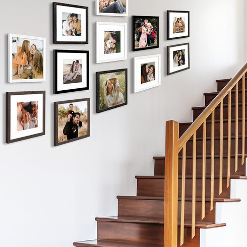 Golden State Art 12x12 Black Frame - Use as 8x8 Picture Frame with White Mat or 12x12 without Mat