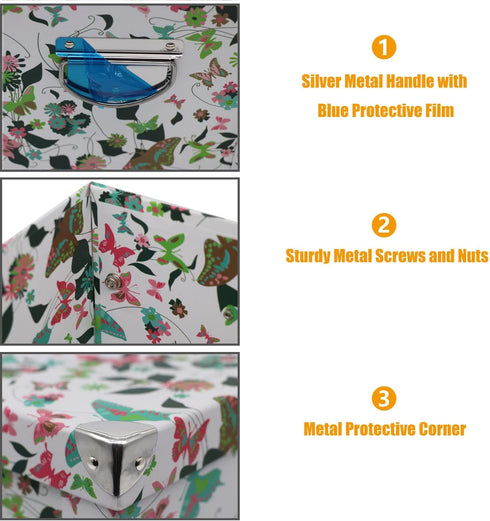 GUOZI Collapsible Storage Box - Decorative Memory Box with Lid & Metal Reinforced Corners, Organizer Gift Box
