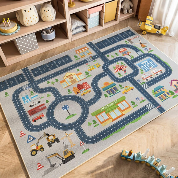 HOJOMACA Car Rug 3247inch, Road Carpet Play Mat for Toy Cars, Non-Slip Race