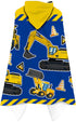 Kids Beach Towel with Hood - Excavators Vehicles Theme for Boys & Girls, Microfiber Soft Bath Poncho Wrap Robe