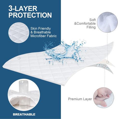Twin XL Mattress Protector Pad 2 Pack - Quilted Waterproof, Absorbent Twin Extra Long Mattress Topper Cover for College