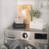 AuldHome Farmhouse Dryer Sheet Dispenser (Black) - Enamelware Fabric Softener Sheet Holder for Countertop Laundry Room.