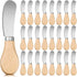 24 Pcs Little Cheese Spreader Knives, 4.7 Inch Stainless Steel Butter Spreader Knives with Wooden Handle, Mini Butter