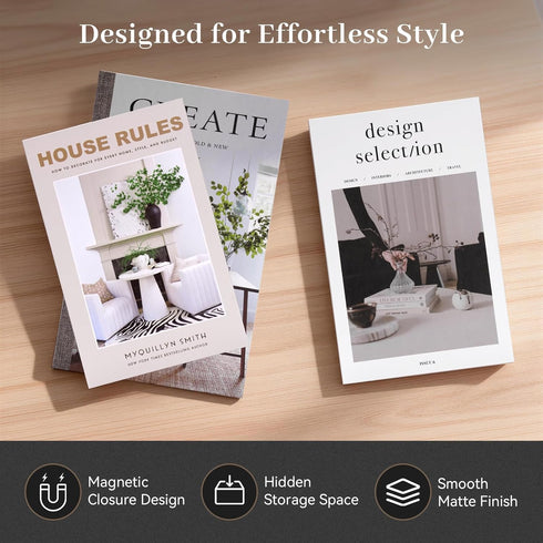 Set 3, Decorative Fake Books for Home Decor, Large Faux Coffee Table Book Boxes with Hidden Storage, of Cocoa