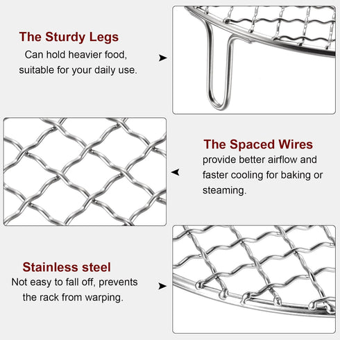 Round Cooking Rack 5-inch Stainless Steel Barbecue Grill Net for Baking and Steaming