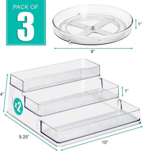 Set, 3-Tier (2 Pack) 9-Inch, Sorbus Pantry Spice organizer Seasoning Organizer for Cabinet and Lazy Susan Spice Rack