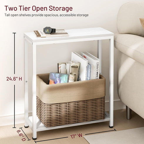 2 SLEEPING LAMB Narrow Small Side Table for Small Space, Tier Sofa Skinny End Table for Living Room, Bedroom Beside