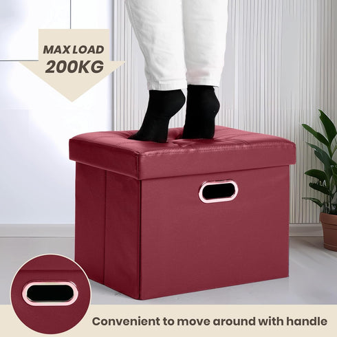 17x13x13in COSYLAND Storage Ottoman Foot Rest - Leather Ottoman Rectangle Foot Stool Folding for Room Dorm Small