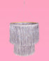 16" xo, Fetti Fringe Tinsel Chandelier - Iridescent Silver Foil, | Bachelorette Party Decorations, Birthday Photo Booth