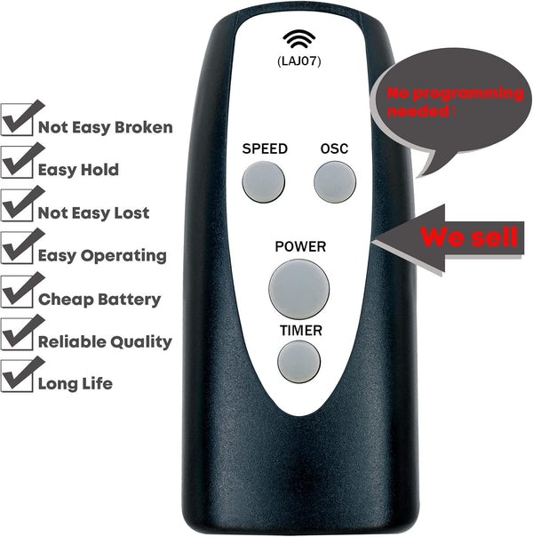 Replacement Remote Control for Lasko Oscillating Tower Fan Models S18961, S18635, U35115, and More