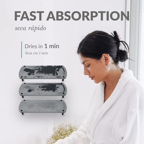 Bathroom Sink Fast Drying Stone Caddy, Diatomaceous Earth Bottle Drying Rack for Countertop Organizer
