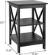 Nouva 3 16 16 Inch Square Side Table with Storage Tier Small End Table x Wooden X-Design Table Nightstand for Living