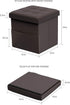 Lavish Home Foldable Storage Cube Ottoman with Pocket Tufted Faux Leather Footrest Organizer for Bedroom, Living Room