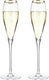 Viski Gold-Rimmed Crystal Champagne Flutes, Stemmed Wine Martini Glass Set, Housewarming Wedding Wine Gift - Set of 2,